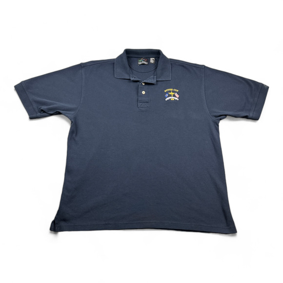 Vintage Greg Norman Polo Shirt Adult LARGE Blue Ryder Cup Belfry 2002 Golf Y2K - Picture 1 of 9